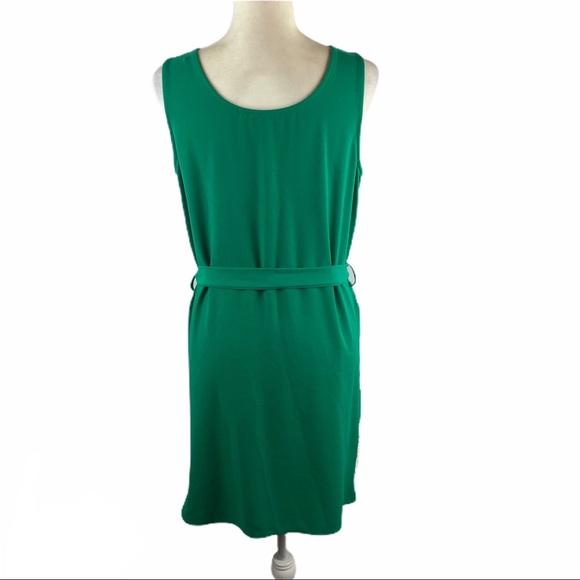 C. Luce Green Crochet Lace Panel Belted Dress - Picture 5 of 8
